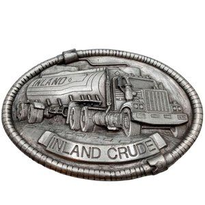 Inland Crude Belt Buckle Truck Driver Trucker Vintage Tanker Semi Trailer Cowboy